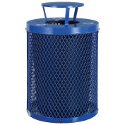 Thermoplastic Mesh Recycling Receptacle w/Rain Bonnet Lid, 32 Gallon, Blue