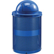 32 Gallon Thermoplastic Perforated Recycling Receptacle w/Dome Lid, Blue