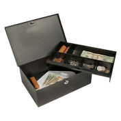 Barska CB11792, Cash Box With Tray With Keyed Lock 11-1/2"x7-3/4"x4-3/8" Dark Gray