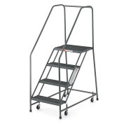EGA R032 Steel EZY-Climb Ladder w/ Handrails 3-Step, 24" Wide Grip Strut, Gray, 450 lb. Capacity