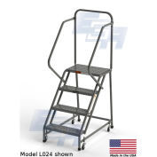 EGA L024 Steel Industrial Rolling Ladder 4-Step, 24" Wide Perforated, Gray, 450 lb. Capacity