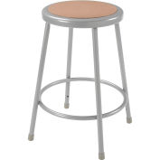 24"H Hardboard Stool, Gray, Armless, Backless, 2/Pk