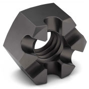 Earnest 351227P, 3/4-10 Slotted Hex Nut, Grade 5, Carbon Steel, Zinc Clear Trivalent, Coarse, 10/Pk