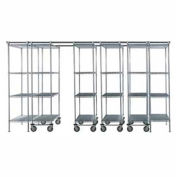 Nexel 6 Unit SPACE TRAC Storage Shelving, 14 Ft. Long, Poly-Z-Brite, 48"W x 21"D x 74"H