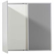 Marsh Industries Porcelain Whiteboard Cabinet, White/Gray, 96 x 48