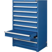 9 Drawer Modular Cabinet,  w/Lock, w/o Dividers, 36"Wx24"Dx57"H Blue