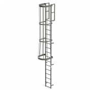 EGA FC16 Steel Fixed Cage Ladder, 16 Step, Gray