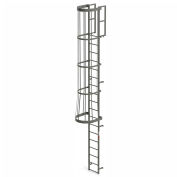 EGA FC18 Steel Fixed Cage Ladder, 18 Step, Gray