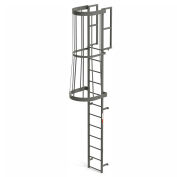 EGA FC12 Steel Fixed Cage Ladder, 12 Step, Gray