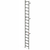 EGA VMS16 Steel Vertical Wall Mount Ladder W/O Rail Extensions, 16 Step, Gray