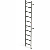 EGA VMS10 Steel Vertical Wall Mount Ladder W/O Rail Extensions, 10 Step, Gray