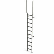 EGA VMS10EX Steel Vertical Wall Mount Ladder W/ Rail Extensions, 10 Step, Gray
