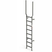 EGA VMS8EX Steel Vertical Wall Mount Ladder W/ Rail Extensions, 8 Step, Gray