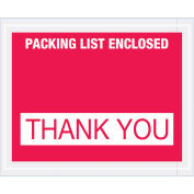 Full Face Envelopes, "Packing List Enclosed, Thank You", Red, 4-1/2 x 5-1/2", 1000/Case, PL480