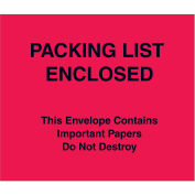 Full Paper Face Envelopes, "Packing List/Important Papers Enclosed", Red, 7 x 6", 1000/Case, PL483