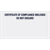 Panel Face Envelopes, "Certificate of Compliance Enclosed", Black, 6 x 11", 1000/Case, PL511