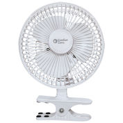 Comfort Zone 6-" Clip-On Desk Fan, White