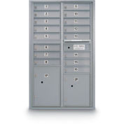 United Visual Products 4C Horizontal Mailbox, 51-1/4"H Double Column 16 Doors, 1 Parcel