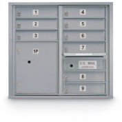 United Visual Products 4C Horizontal Mailbox, 28-1/2"H Double Column 9 Doors 1 Parcel