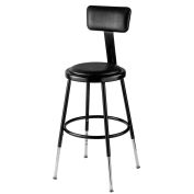 Global Industrial Steel Shop Stool w/Backrest & Padded Seat - Adjustable Height 19"-27", Black, 2PK
