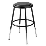 Interion Steel Shop Stool with Padded Seat - Adjustable Height 19"-27" - Black - Pack of 2