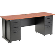 72"W x 24"D Office Desk with 6 drawers, Cherry