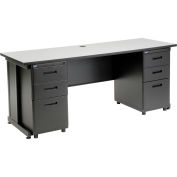 72"W x 24"D Office Desk with 6 drawers, Gray