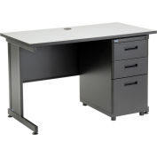 48"W x 24"D Office Desk with 3 Drawers, Gray