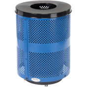 32 Gallon Deluxe Thermoplastic Perf Receptacle w/Flat Lid & Base, Blue