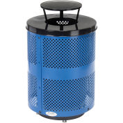 32 Gallon Deluxe Thermoplastic Perforated Receptacle w/Rain Bonnet & Base, Blue