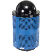 32 Gallon Deluxe Thermoplastic Perforated Receptacle w/Dome & Base, Blue