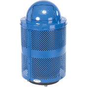 32 Gallon Deluxe Thermoplastic Perf Recycling Receptacle w/Dome Lid & Base, Blue