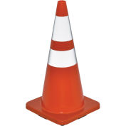 28" Reflective Traffic Cone, Solid Orange Base, 7 lbs