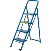 Ballymore 4 Step Thin Line Folding Step Ladder, 300 lb. Capacity, Blue
