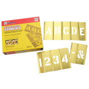 C. H. Hanson 10076 6" Brass Interlocking Stencil Letters and Numbers, 45 Piece Set