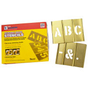 C. H. Hanson 10034 4" Brass Interlocking Stencil Letters, 33 Piece Set