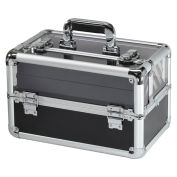 Beauty Makeup Case with See-Through Lid, 14-1/2"L x 8-1/4"W x 9-1/4"H, Silver