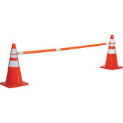 Global Industrial Retractable Cone Bar, 5 ’ to 8’, Orange With Reflective Tape