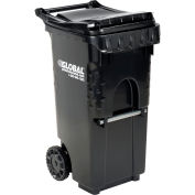 Global Industrial 35 Gallon Mobile Trash Container, Black