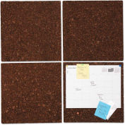 Universal Bulletin Board Tile Panels, Dark Brown Cork, 12" x 12", Pack of 4