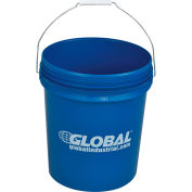 Global Industrial 5 Gallon Open Head Plastic Pail with Steel Handle, Blue
