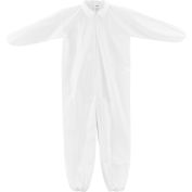 Disposable Microporous Coverall, Elastic Wrists/Ankles, White, Med, 25/Case