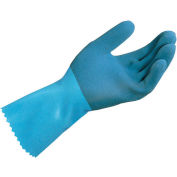 MAPA Blue-Grip LL301 Natural Rubber Gloves, Heavy Weight, Blue, Medium, 1 Pair