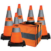 Aervoe 1186-5 28" HD Collapsible Safety Cone With LED Light, Weighted Base, 5/Pk