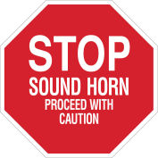 Stop Sound Horn Proceed With Caution Sign, Aluminum, 24"W X 24"H