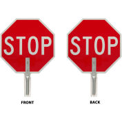 Traffic Control Paddle, 2 Sided, Stop Sign, Aluminum, 18"W x 18"H