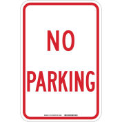No Parking Sign, Red/White, HIP Reflective Sign, Aluminum, 12"W x 18"H