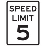 Speed Limit 5, HIP Reflective Speed Limit Sign, Aluminum, 12"W x 18"H