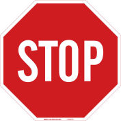 Stop Sign, 18"H X 18"W, White/Red, HIP Reflective Sign, Aluminum, 18"W x 18"H