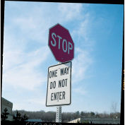 One Way Do Not Enter Sign, Black/White, HIP Reflective Sign, Aluminum, 18"W x 24"H